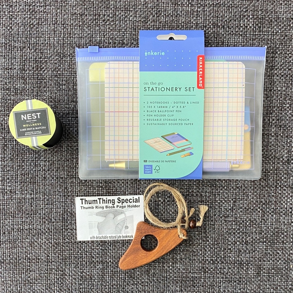 NWT Teacher Hostess Gift Bundle - Stationary Set, NEST Candle, Handmade Bookmark